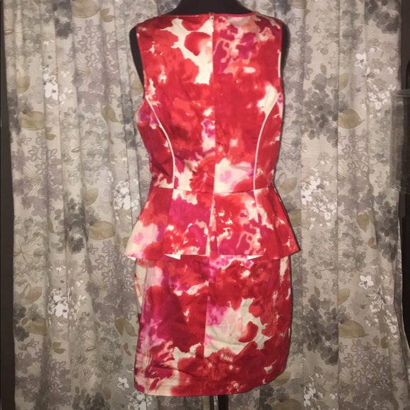 STUNNING R&J Couture Watercolor Peplum Dress L - Picture 6 of 8